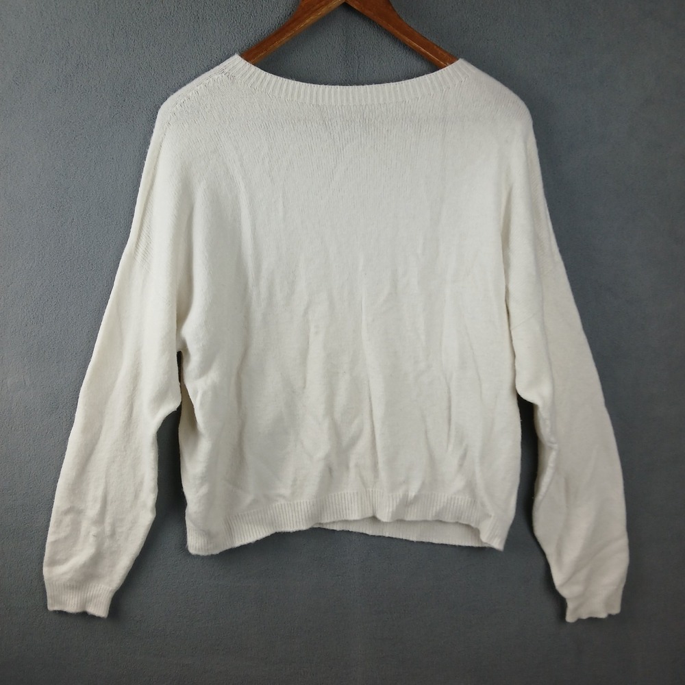 Apparis Sweater Womens Small‎ White Soft Cozy Ribbed Knit Crew Neck Pullover Y2K
